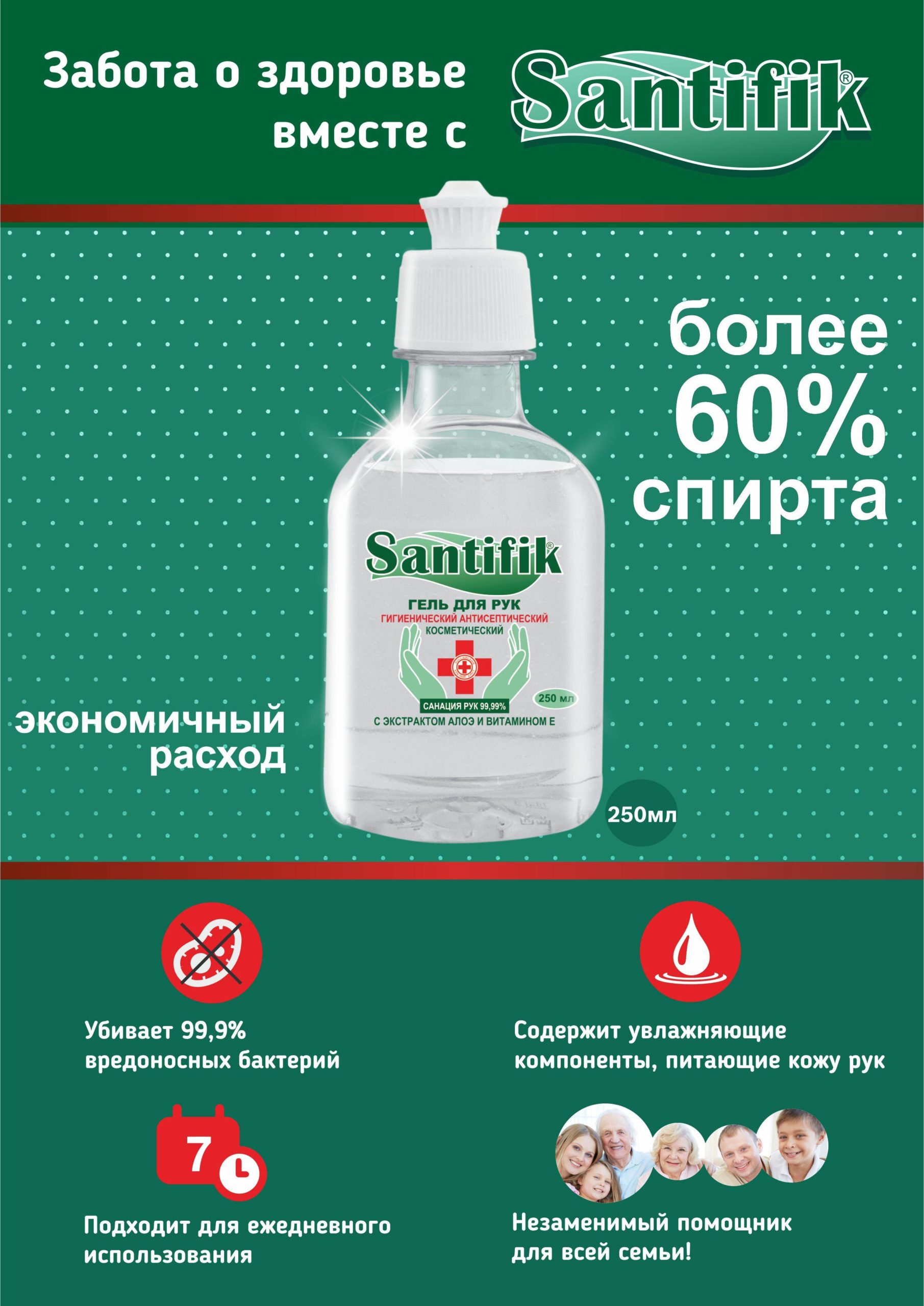 Santifik - Гель антисептический 250 мл. — изображение 3